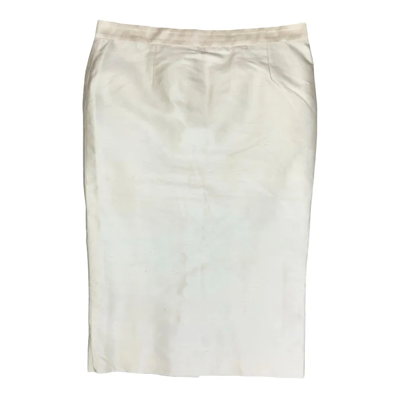'DOLCE & GABBANA' DESIGNER WHITE 100% SILK MID-LENGTH PENCIL SKIRT UK 12