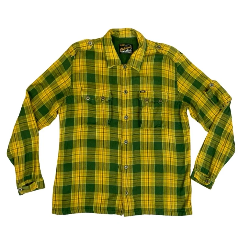 VTG LEE OUTERWEAR GREEN PLAID LINED LUMBERJACK JACKET SHIRT ROCKABILLY XXL
