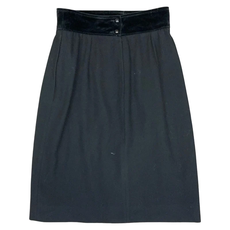 VTG 80s 90s 'Valentino' Miss V Italian Black Wool Smart Pencil Skirt Small UK 10