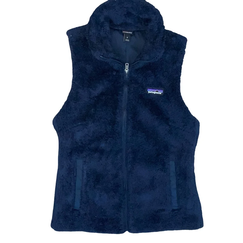 VTG 90s 'PATAGONIA' BLUE ZIP-UP LINED TEDDY FLEECE GILET BODY WARMER S 8