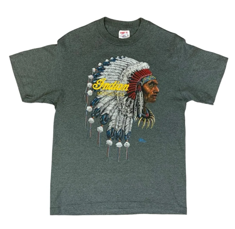 RARE USA VTG LATE 80s EARLY 90s SINGLE STITCH INDIAN MOTORCYCLES T SHIRT CHIEF M