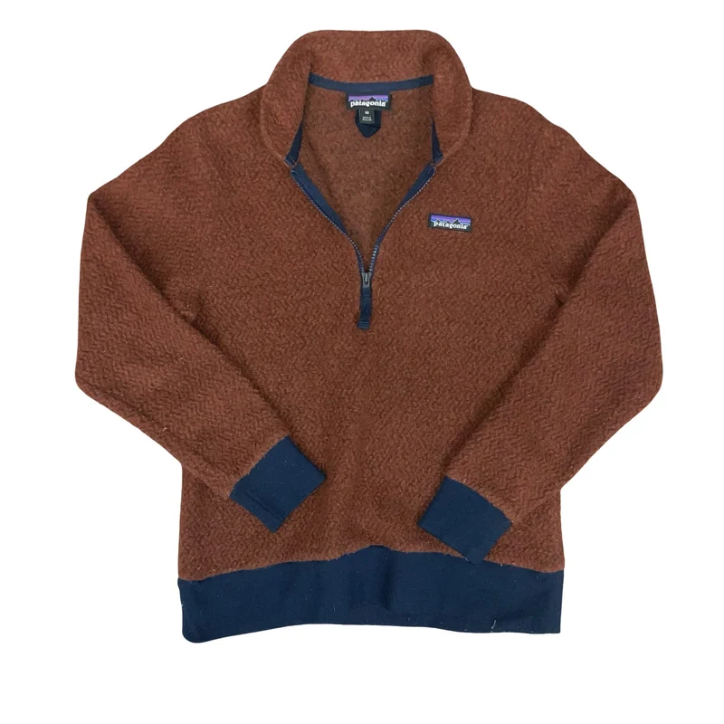 VTG 90s 'PATAGONIA' BROWN TEXTURED TEDDY PULL-OVER WOOL BLEND FLEECE XS