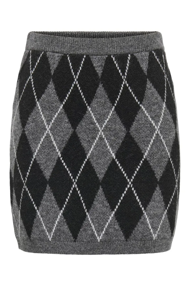 Jdy - Jdybianka Skirt Knt - 5147544 Dark Grey Melange Argyle