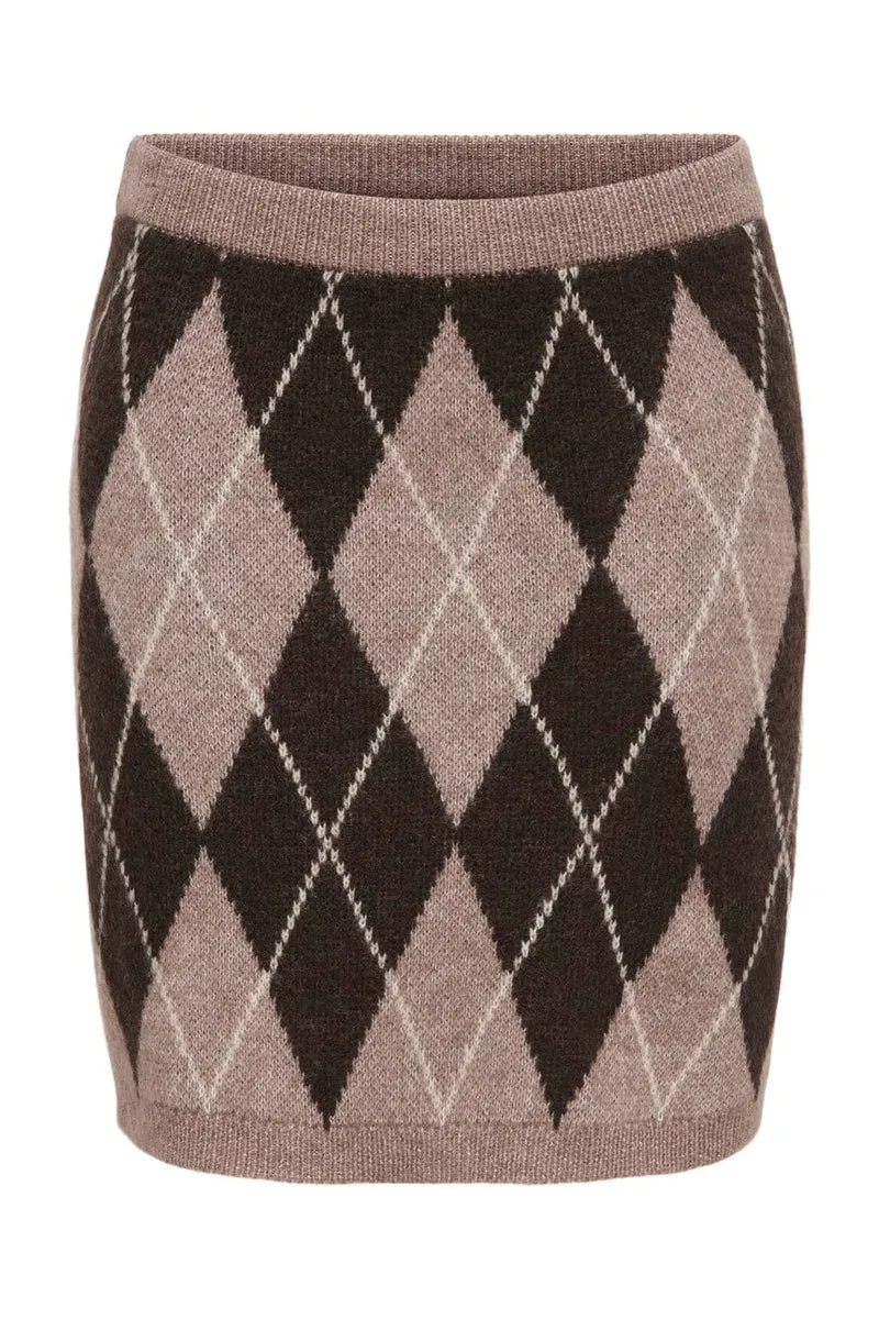 JDY - Jdybianka Skirt Knt - 5135642 Chocolate Torte Argyle