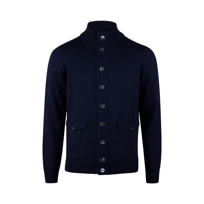 Cardigan Knitted with Pockets - Navy