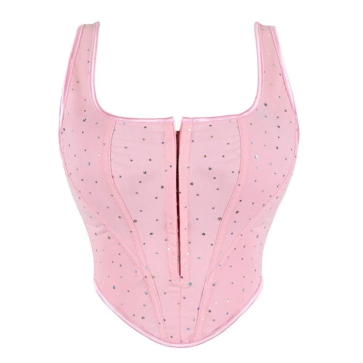 Lolita Diamante Mesh Overbust Korsett för kvinnor
