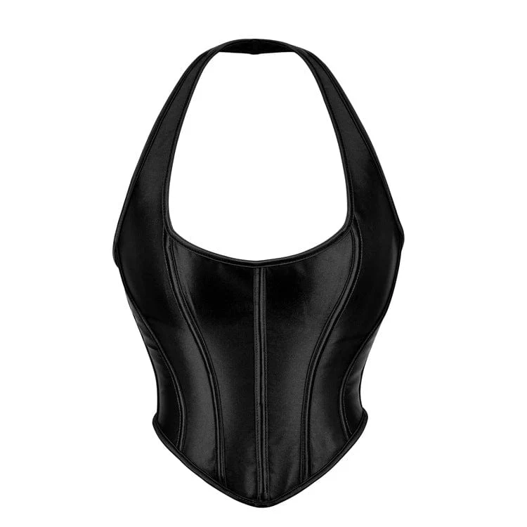 Gothic enfärgad Halterneck Overbust-korsett för kvinnor