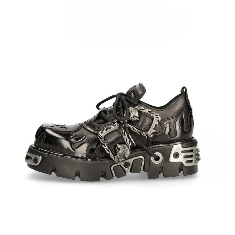 Unisex Punk Stitching Skull Spänne Skor