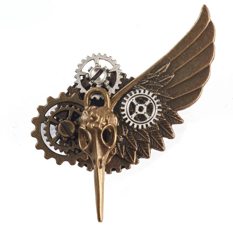 Unisex Steampunk Skull Gear Brosch