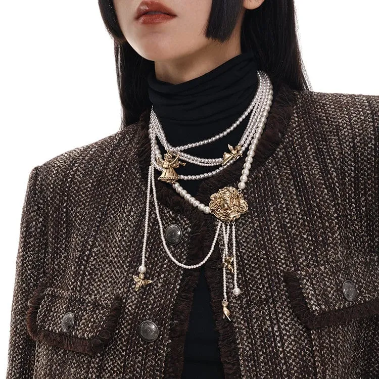 Gothic Angel Pearl Choker för kvinnor