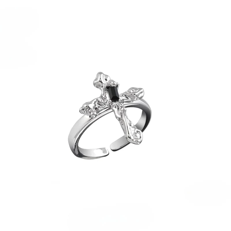Kvinnors Punk Cross Open Ring