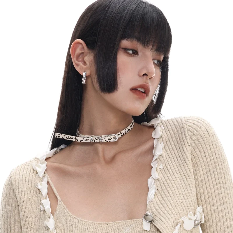 Grunge leopardtryckt choker för kvinnor