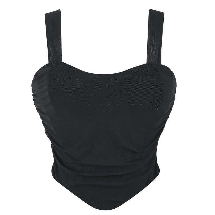 Punk Mesh Suspender Overbust Korsett för kvinnor