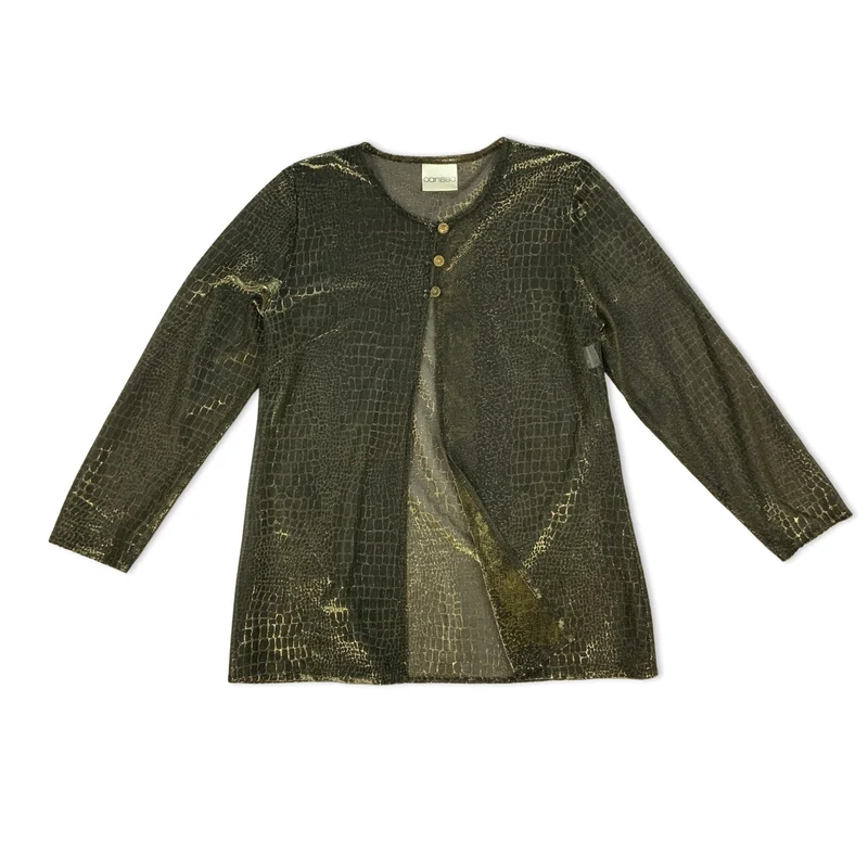 Vintage Y2K Gold and Black Lurex Blouse 14 16 18