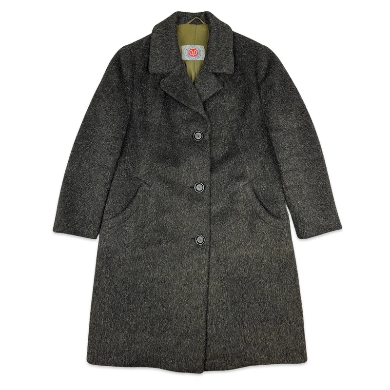 90s Womens Vintage Brown Mohair Wool Duster Coat 14