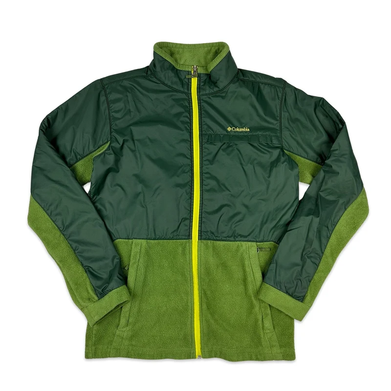 Y2K 2000s Columbia Green Zip-Up Fleece Jacket 12 Medium