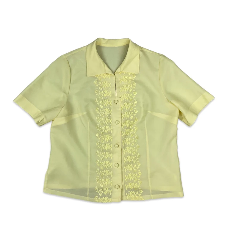 Vintage Yellow Embroidered Blouse 12