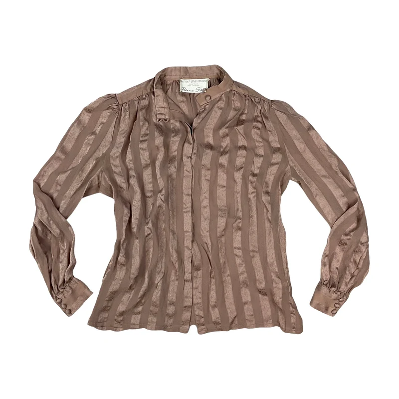 80s Vintage Pink Stripe Patterned Blouse 14