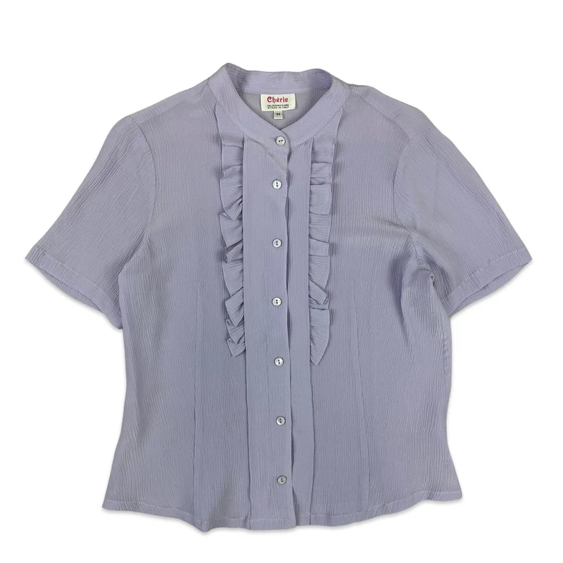 Vintage 80s Ruffle Blouse Lilac 8 10