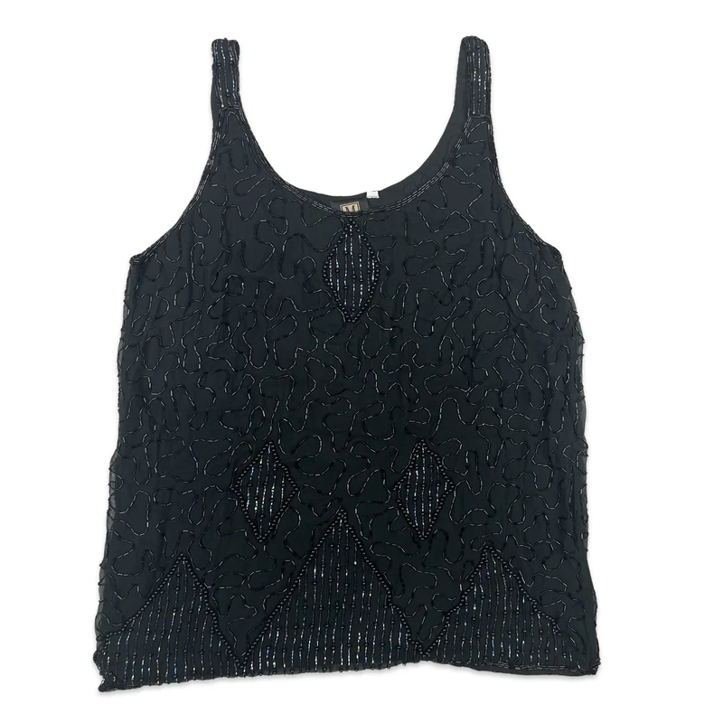 Vintage Sequin Vest Black 14 16