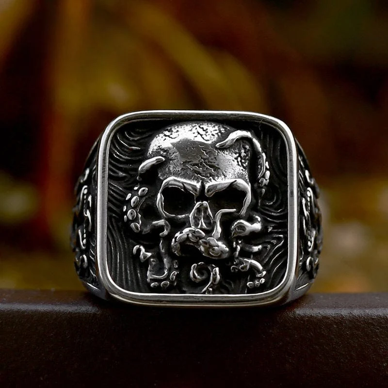 Punk Skull Octopus Ring för män