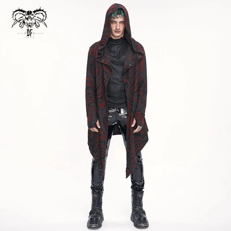 Gothic Irregular Multi-chain kappa för män med huva Röd