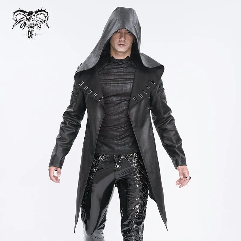 Gothic Irregular Eyelet Jacka för män med huva