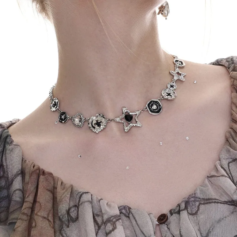 Punk Irregular Diamante Star Halsband för kvinnor