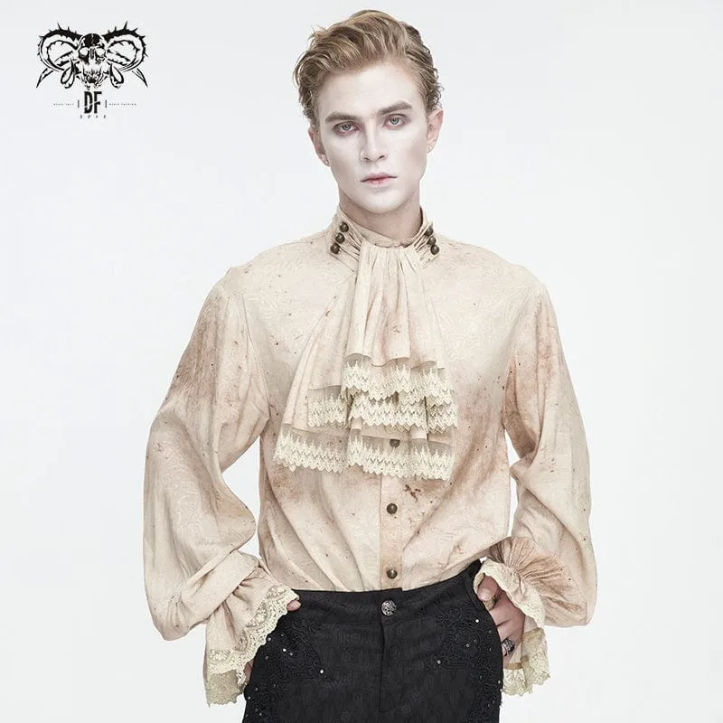 Gothic puffärmad nödställd skjorta med krage för män med slips