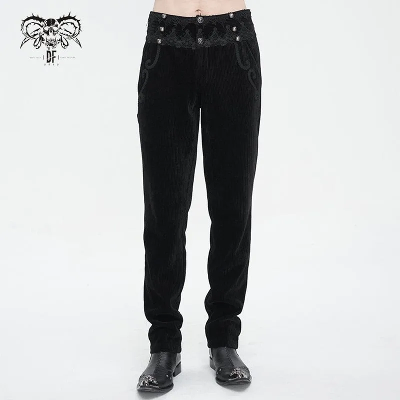 Gothic högmidjade spetsbyxor för män Svarta
