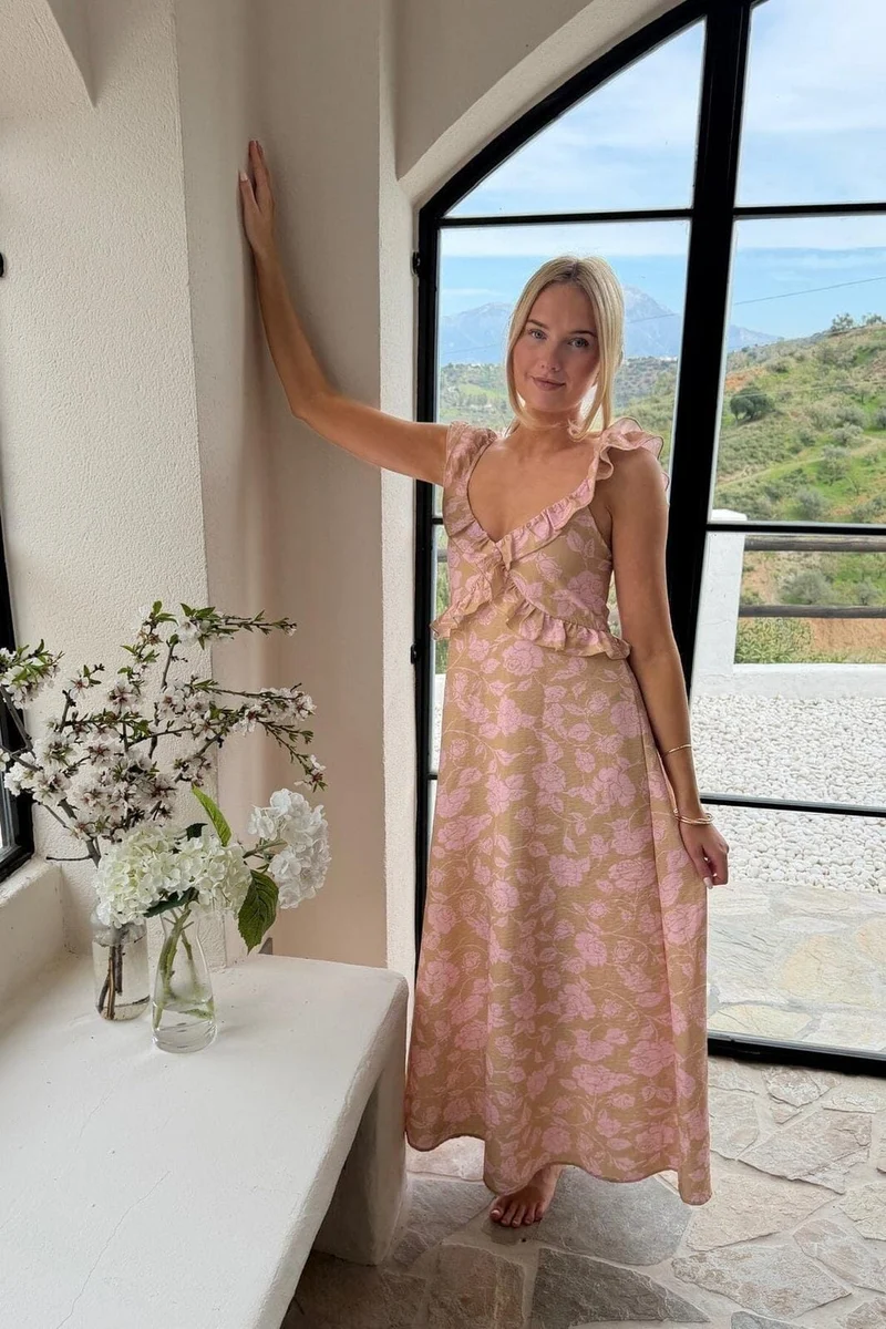 BYIC - Melbaic Dress A23117 - Beige Pink Blossom