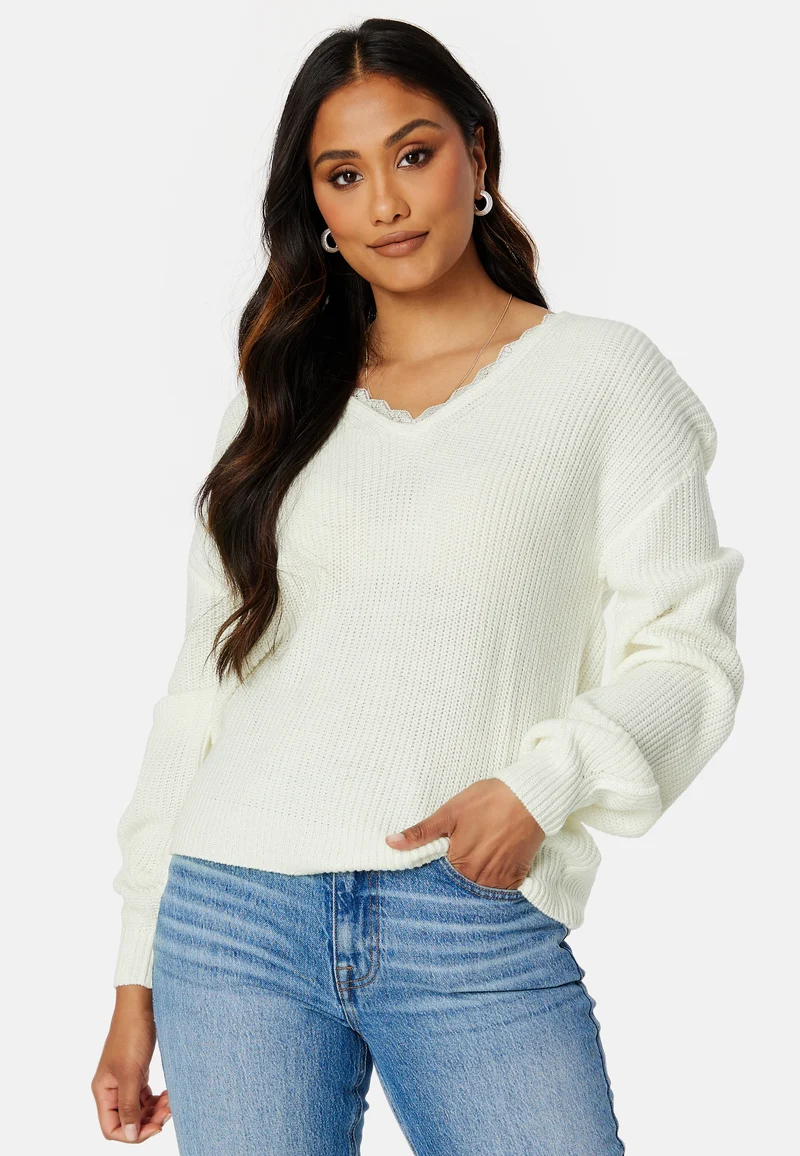 Oa Rev V-Neck Lace Knit