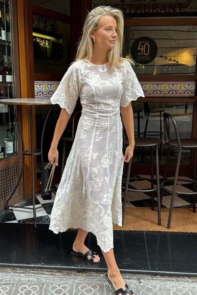 BYIC - Ellinoric Lace Long Dress - vw Vintage White