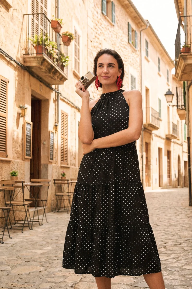 Only - Onlpetra Life Halter Neck Dress - 5092071 Black Cloud Dancer Dots
