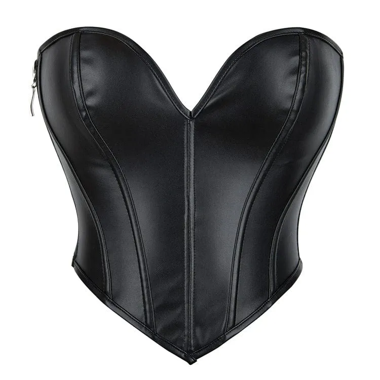 Gothic Plunging Side Zip Snörning Overbust Korsett för kvinnor