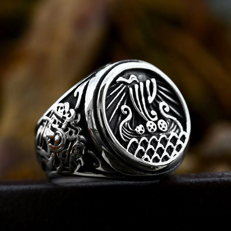 Punk Pirate Ship Ring för män