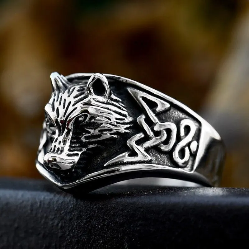 Punk Wolf's Head Ring för män