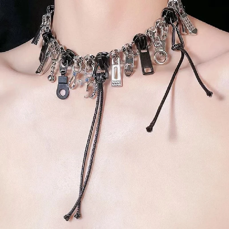 Punk Zipper Choker för kvinnor
