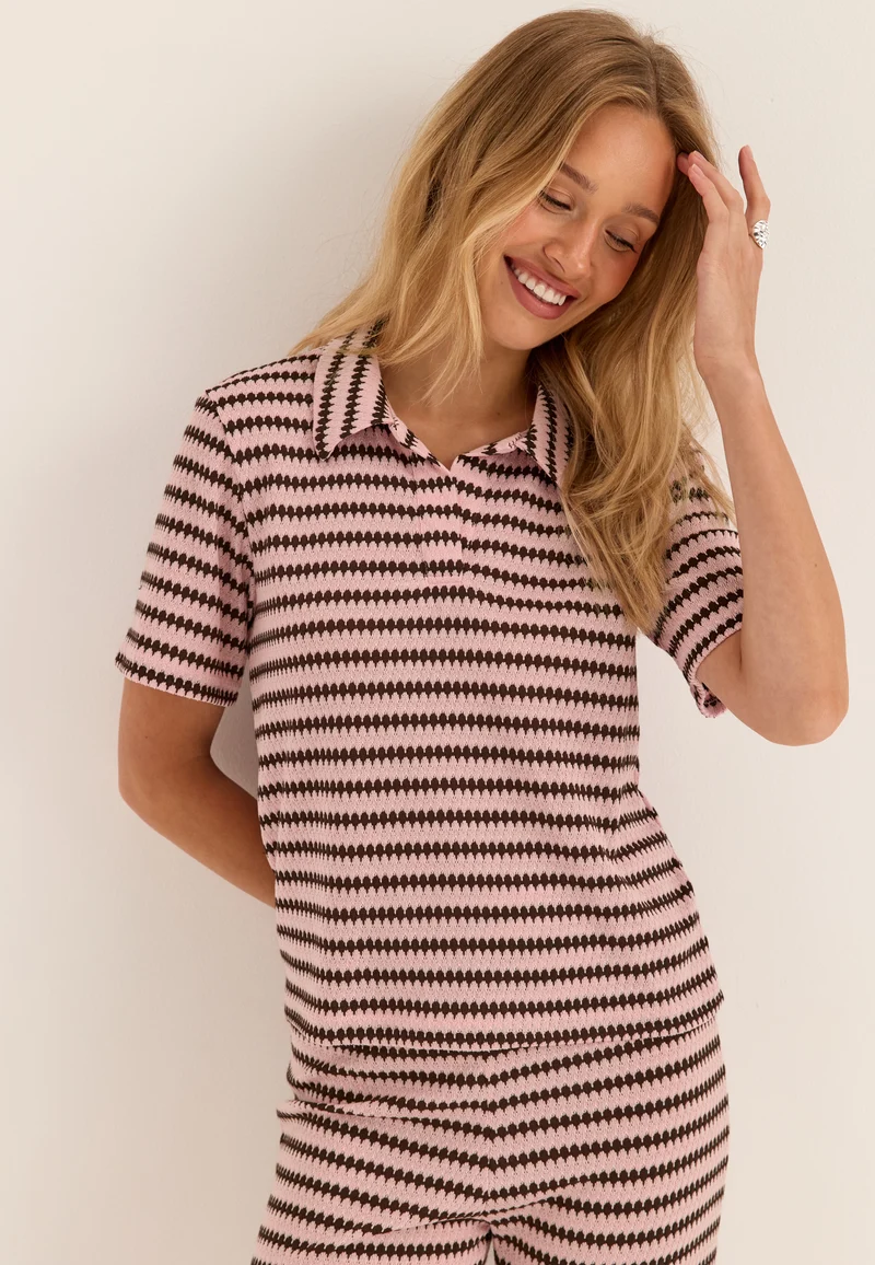 Pcjeya Ss V-neck Loose Polo
