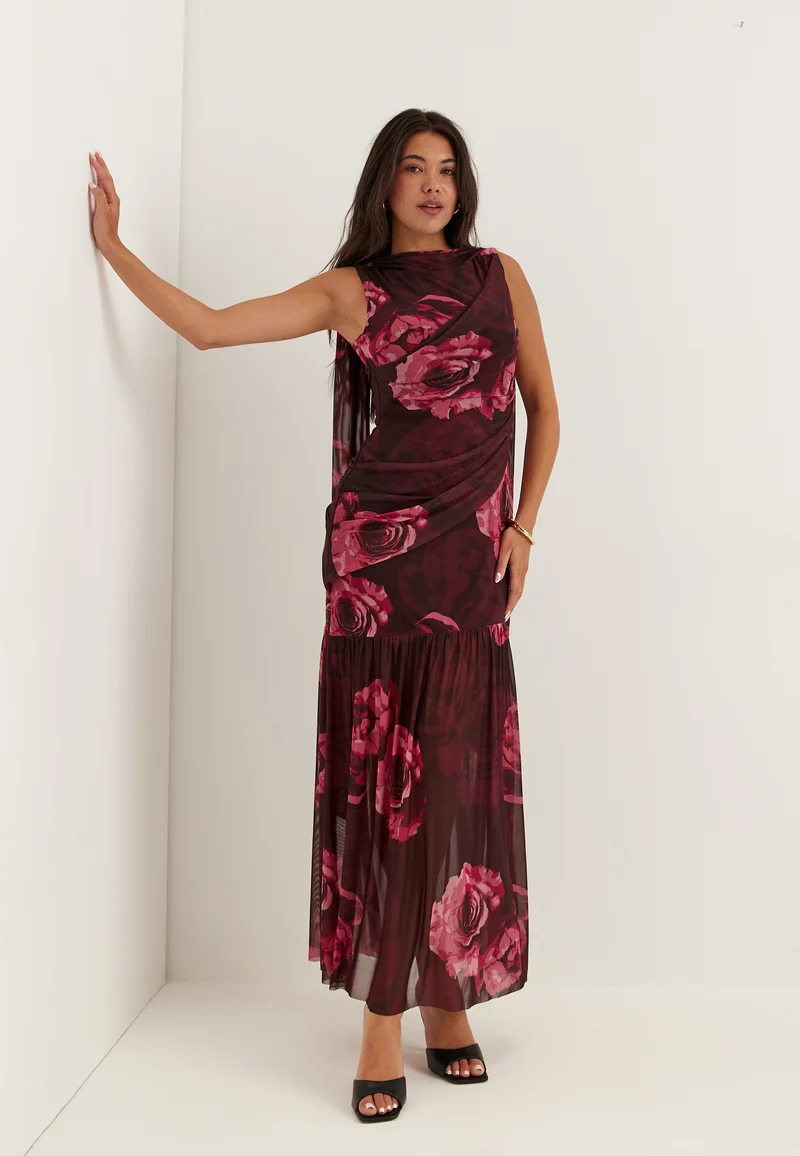 Scarf Mesh Ankle Dress