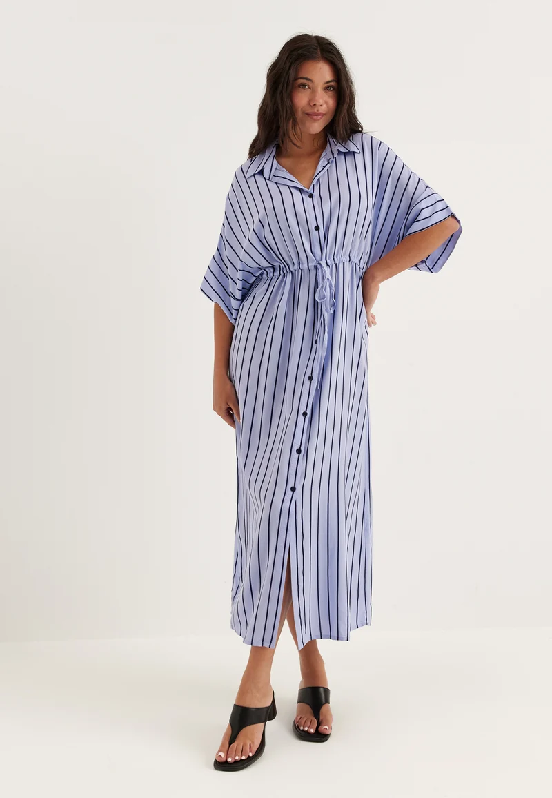 Drawstring Viscose Shirt Dress