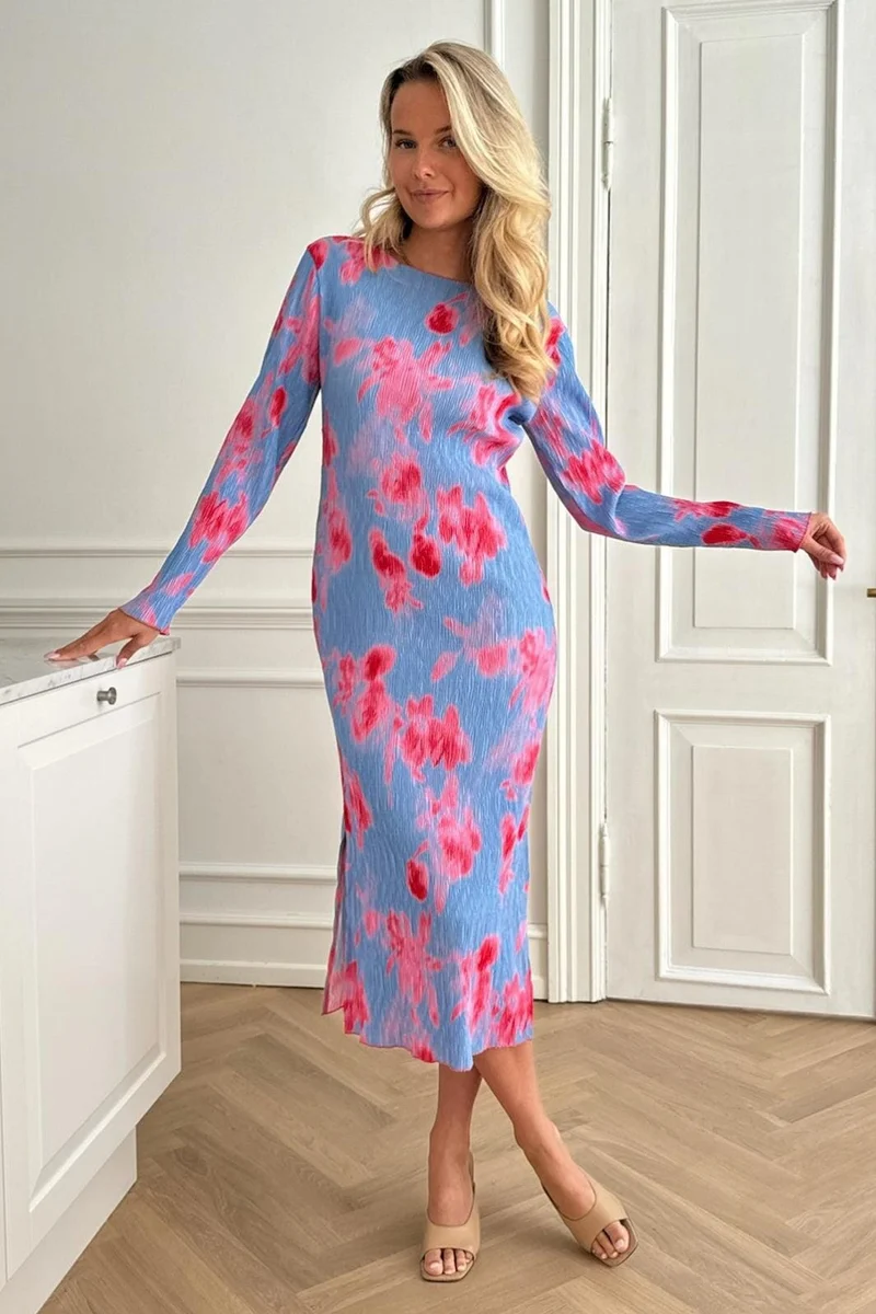 BYIC - Odaic Dress - abpfp Abstract Blue Pink Flower Print