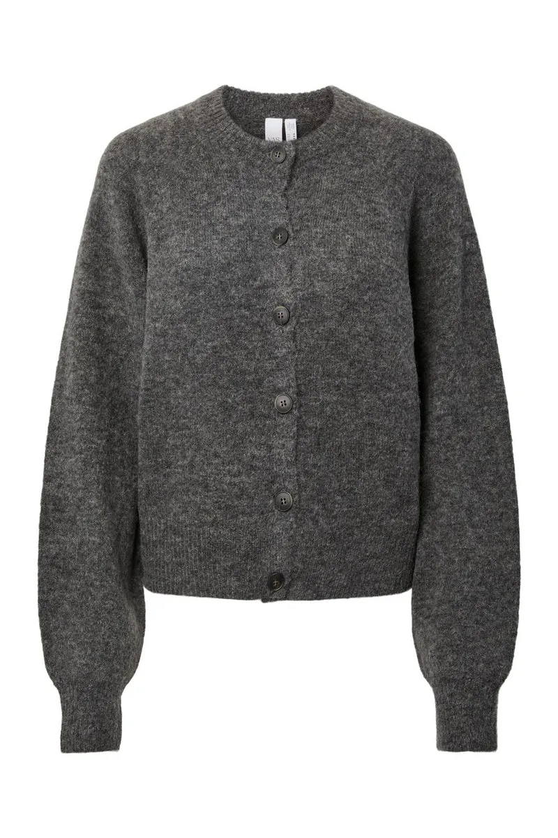 YAS - Yasjohi Ls Wool Blend Cardigan - 4972530 Medium Grey Melange