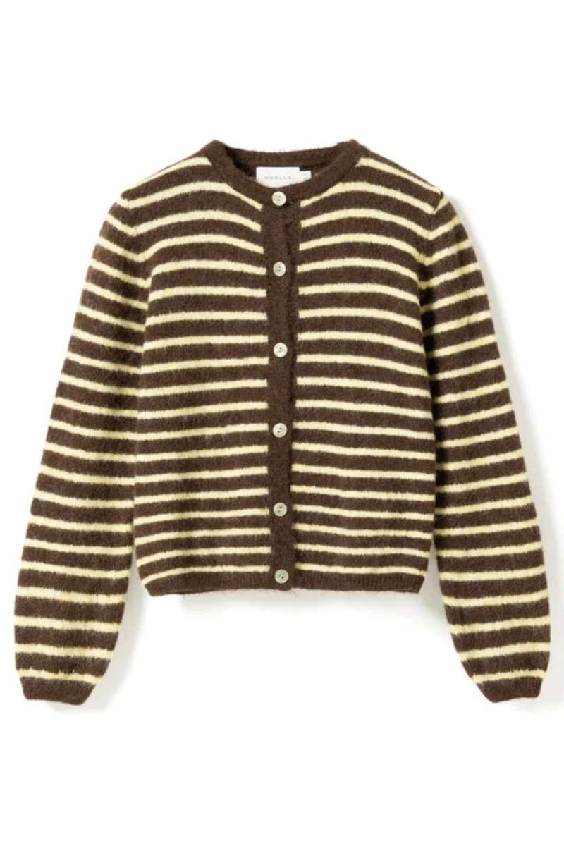 Noella - N-Mertice Knit Cardigan 16570002 - 1536 - Brown Yellow Stripe