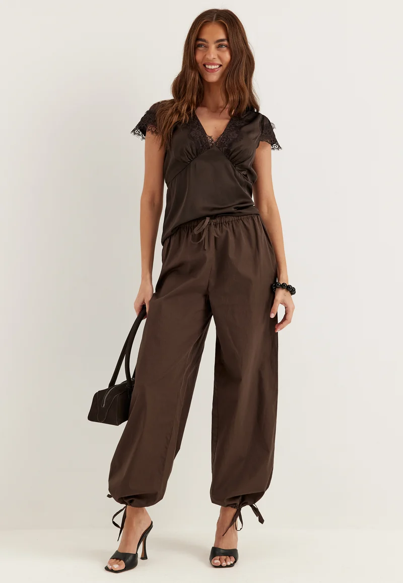 Tie Detail Cotton Trousers