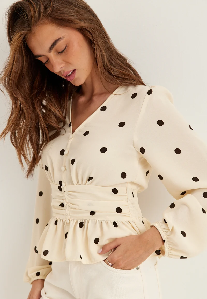 V-neck Button Blouse