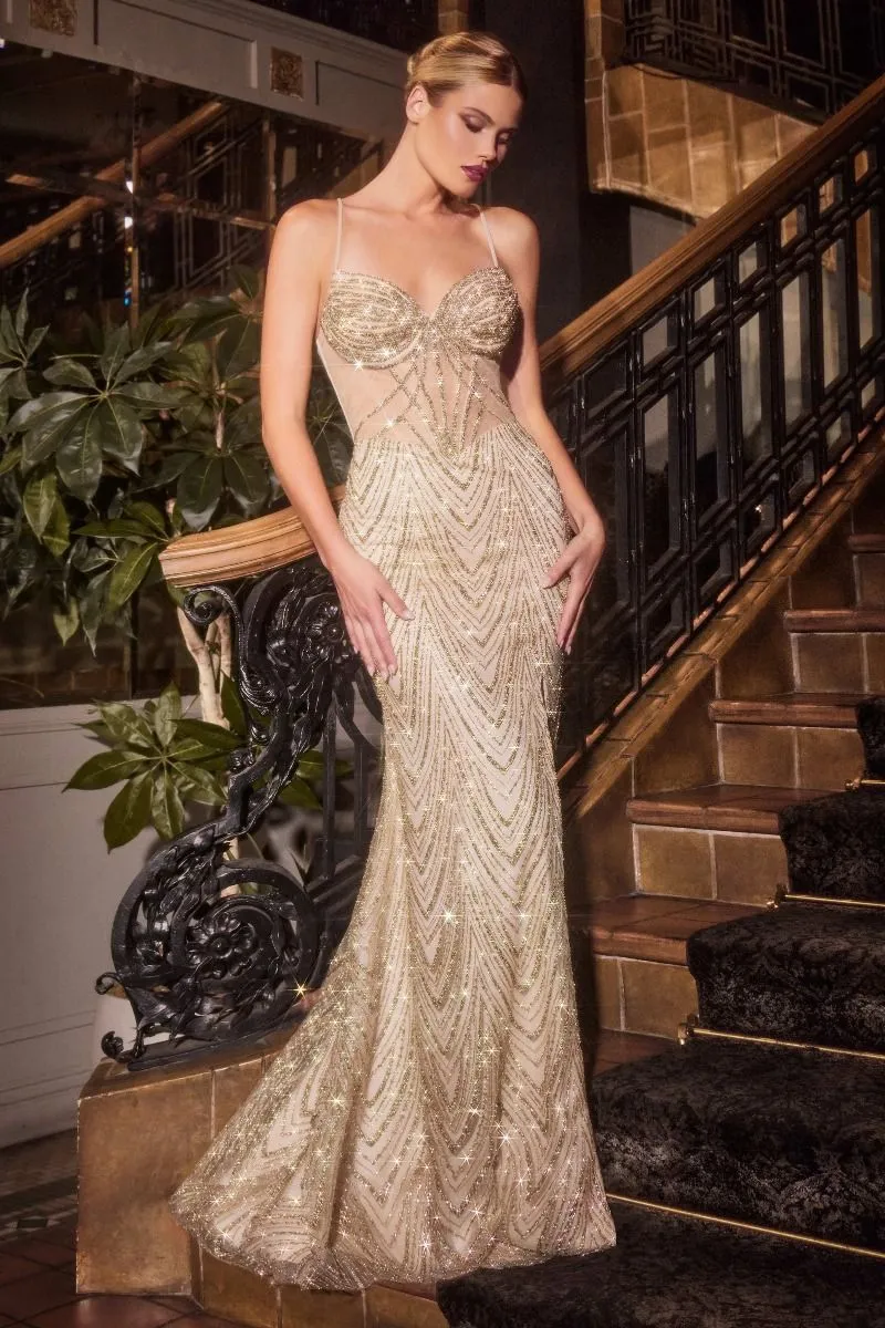 Glitter Sweetheart Neckline Ben Slit Gown från Cinderella Divine C163 - Speciellt tillfälle/kurvor