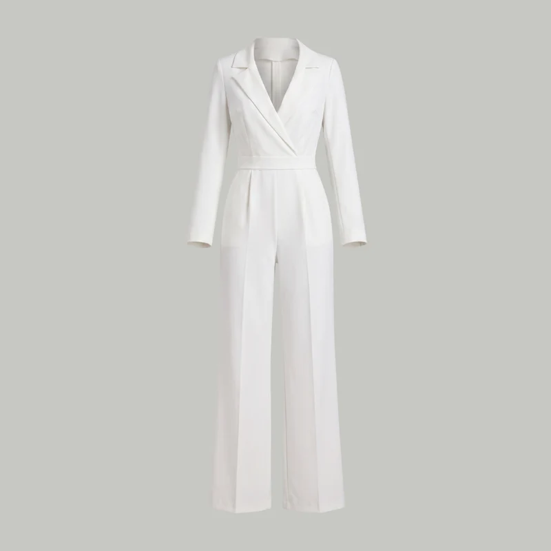 Elizabeth | Kvinno-jumpsuit med krage och vida ben