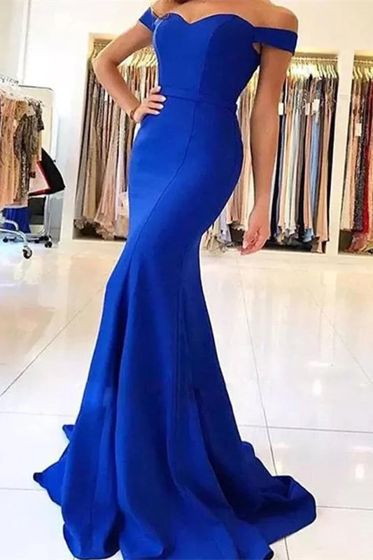 Elegant Off-Shoulder Kungblå Sjöjungfru Aftonklänning för Speciella Tillfällen
