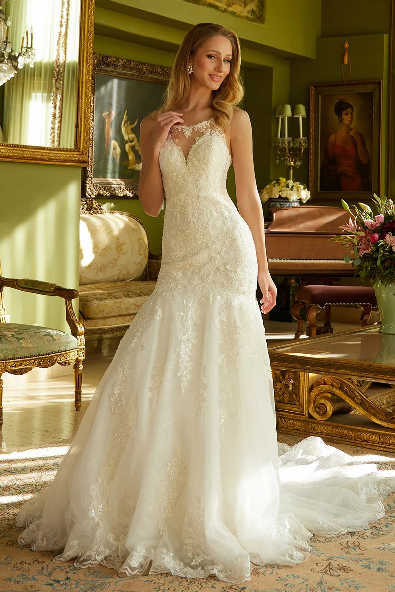 Illusion V-ringad Mermaid Women Brudklänning från GLS by Gloria - GL3536
